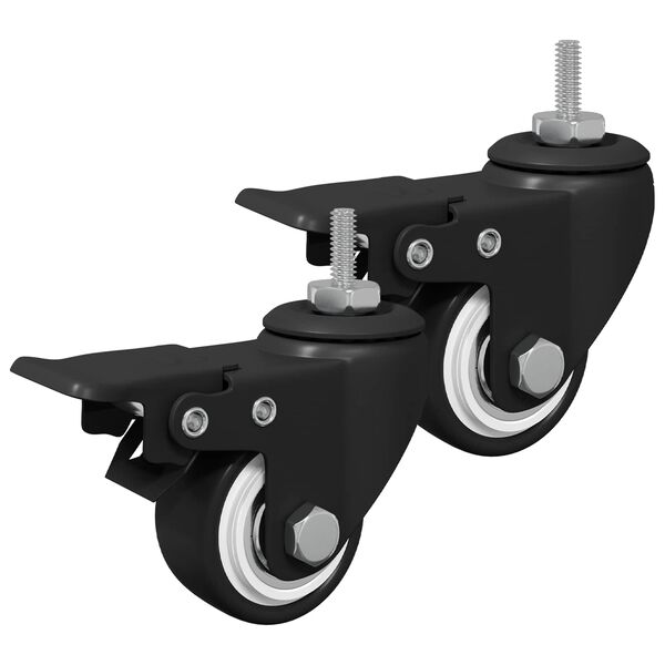 vidaXL Hjul 2 pcs Svart M6 x 37 mm J&auml;rn och nylon