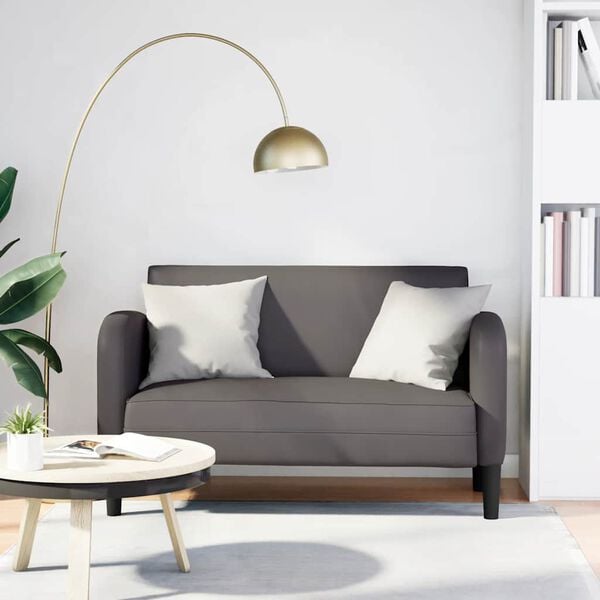 vidaXL Loveseat soffa gr&aring; 110 cm konstl&auml;der