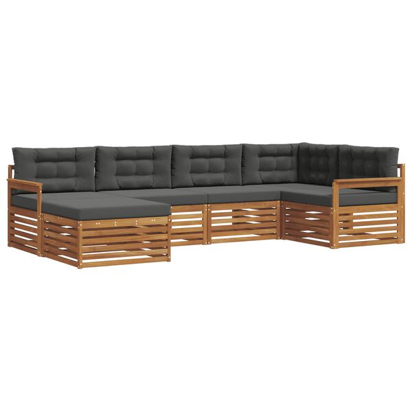 vidaXL Utomhussoffset med kudde 6 pcs Naturlig och Antracit