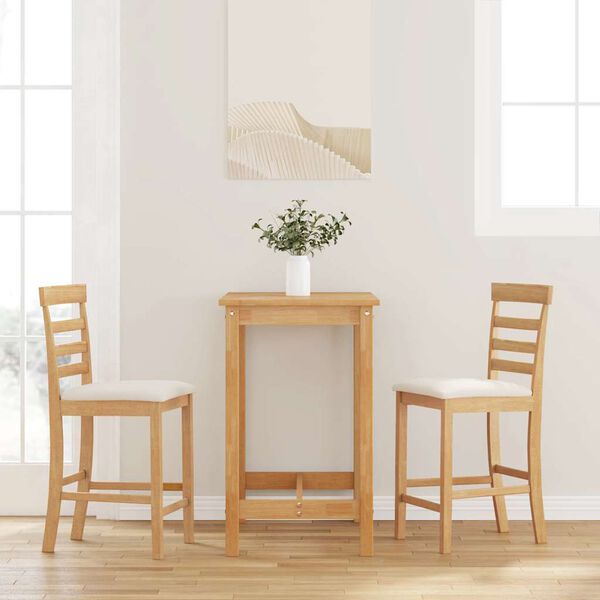 vidaXL Barstolar med kuddar 2 st, naturligt, massivt trä, gummi