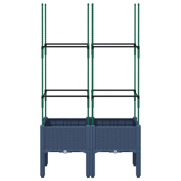 vidaXL Odlingsl&aring;da med spalj&eacute; bl&aring;gr&aring; 80x40x142,5 cm PP