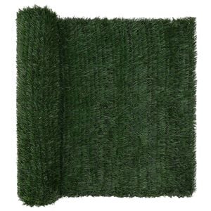 vidaXL Konstgjord st&auml;ngsel M&ouml;rkgr&ouml;n 1,5 x 5 m PVC och st&aring;l