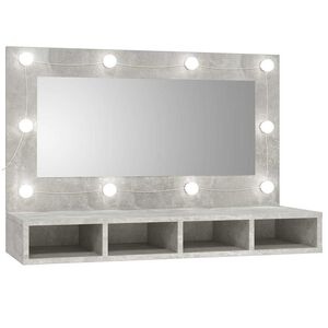 vidaXL Spegelsk&aring;p med LED betonggr&aring; 90x31,5x62 cm