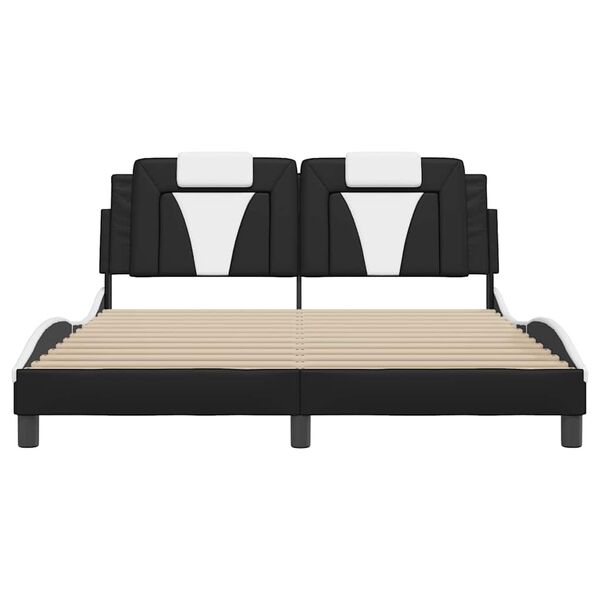 vidaXL Bed Frame "Viana" without Mattress Black and White 160x200 cm Faux Leather