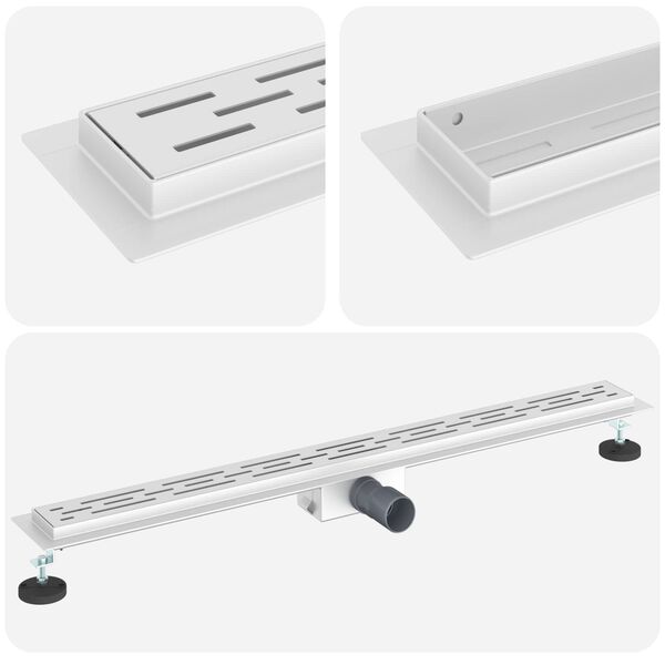 vidaXL Duschavlopp med Linje Design Silver 90 cm Rostfritt St&aring;l 304