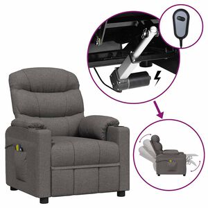 vidaXL Elektrisk massagef&aring;t&ouml;lj m&ouml;rkgr&aring; tyg