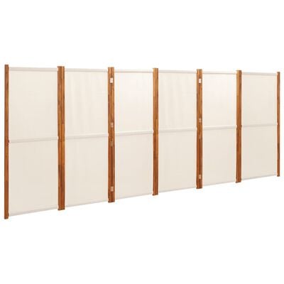 vidaXL Rumsavdelare 6 paneler gräddvit 420x180 cm