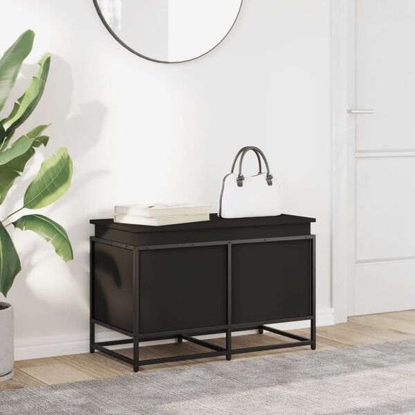 vidaXL F&ouml;rvaringsl&aring;da med lock svart 80x40x51,5 cm konstruerat tr&auml;