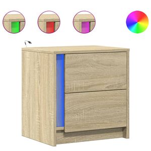 vidaXL S&auml;ngbord med LED-lampor 2 st sonoma-ek konstruerat tr&auml;