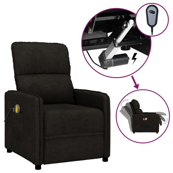 vidaXL Elektrisk massagefåtölj svart mikrofibertyg