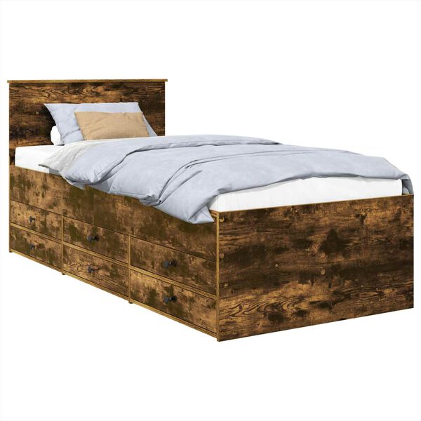 vidaXL S&auml;ngsoffa R&ouml;kt Ek och Svart 100 x 200 cm Konstruerat tr&auml;