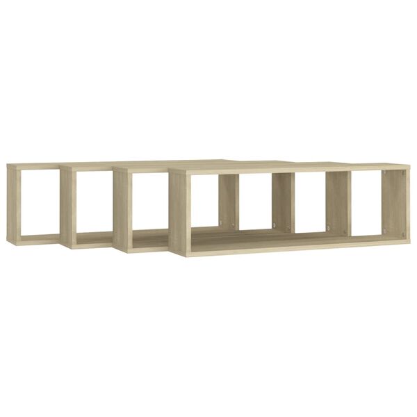 vidaXL V&auml;gghylla kubformad 4 st sonoma-ek 80x15x26,5cm konstruerat tr&auml;