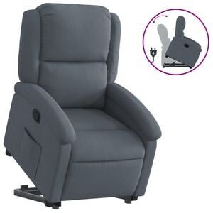 vidaXL Reclinerf&aring;t&ouml;lj med uppresningshj&auml;lp m&ouml;rkgr&aring; sammet