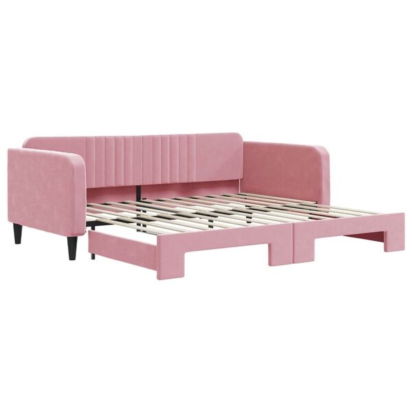 vidaXL Dagb&auml;dd utdragbar rosa 100x200 cm sammet