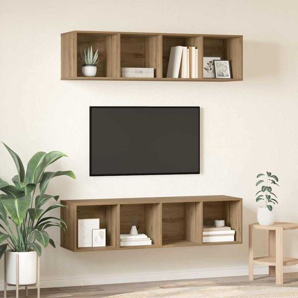 vidaXL TV-b&auml;nkset 2 pcs Artisan Ek 37 x 37 x 142,5 cm Konstruerat tr&auml;