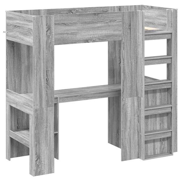 vidaXL V&aring;ningss&auml;ngram med skrivbord med lagring Gr&aring; Sonoma 75 x 190 cm