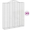 vidaXL Gabioner b&aring;gformade 9 st 200x50x220/240 cm galvaniserat j&auml;rn