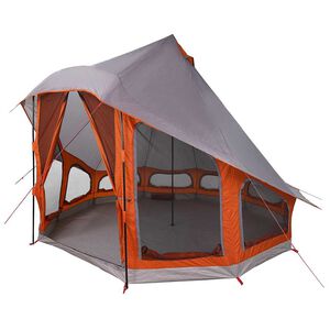 vidaXL Tipi T&auml;lt med tak Gr&aring; och orange 404 x 370 x 270 cm taffeta