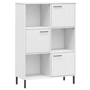 vidaXL Bokhylla med metallben OSLO vit 90x35x128,5 cm massivt tr&auml;