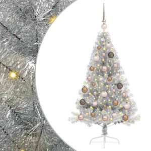 vidaXL Konstgjord F&ouml;rbelyst Julgran Silver 120 cm PET
