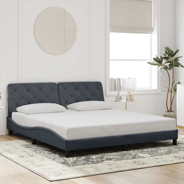 vidaXL Bed Frame without Mattress Dark Grey 200x200 cm Velvet