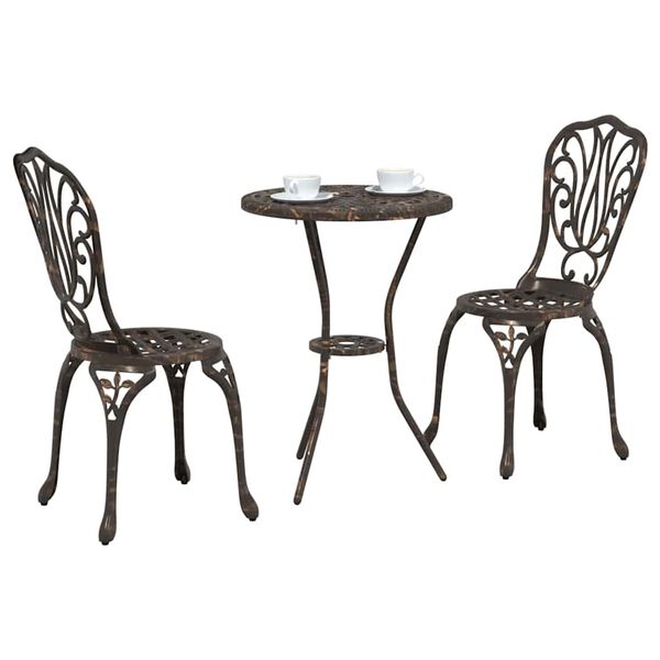 vidaXL Trädgårds Bistro Set 3 pcs Brons Aluminium