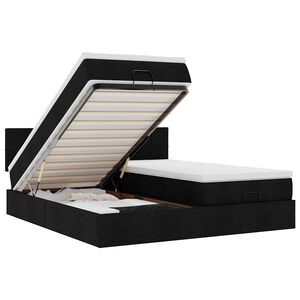 vidaXL Ottoman s&auml;ngram med madrasser svart 160x200 cm tyg