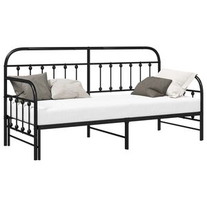 vidaXL Dagb&auml;ddram Svart 80 x 200 cm Pulverlackerat st&aring;l