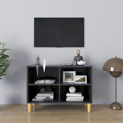 vidaXL TV-bänk med massiva ben grå 69,5x30x50 cm
