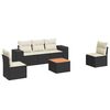 vidaXL Loungegrupp med dynor 6 delar svart konstrotting