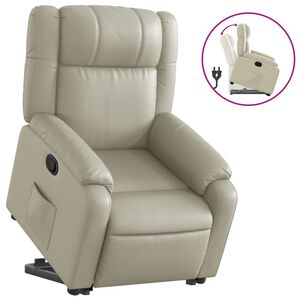 vidaXL Reclinerf&aring;t&ouml;lj med uppresningshj&auml;lp gr&auml;ddvit konstl&auml;der
