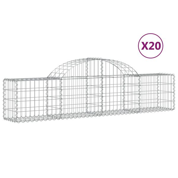 vidaXL Gabion bågformad 20 st 200x30x40/60 cm galvaniserat järn