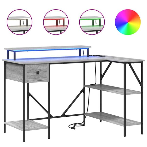 vidaXL Skrivbord Gr&aring; Sonoma 120 x 79 x 86,5 cm Konstruerat tr&auml;