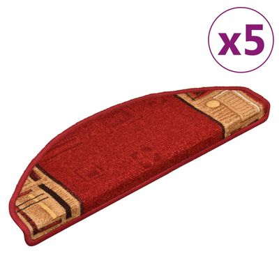 vidaXL Trappstegsmattor självhäftande 5 st 65x25 cm röd