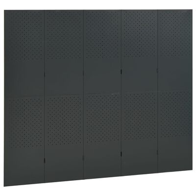 vidaXL Rumsavdelare 5 paneler 2 st antracit 200 x 180 cm stål