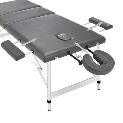 vidaXL Massagebänk med 3 zoner aluminiumram antracit 186x68 cm