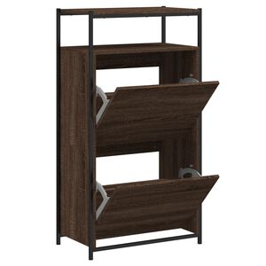 vidaXL Skohylla brun ek 60x34x112 cm konstruerat tr&auml;