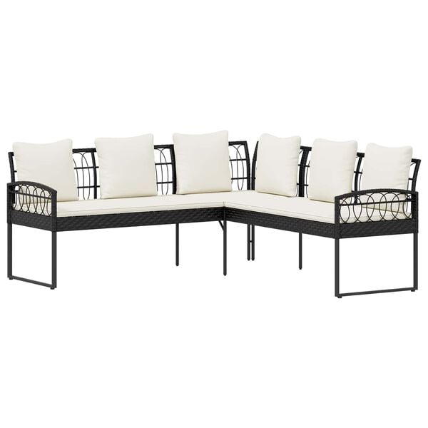 vidaXL Tr&auml;dg&aring;rdsoffset med kudde 2 pcs Svart St&aring;l