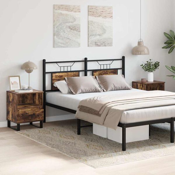 vidaXL Sängbord 2 st rökfärgad ek 40x35x50 cm konstruerat trä