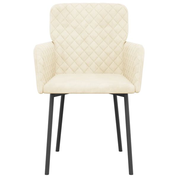 vidaXL Matstolar 2 st gräddvit sammet