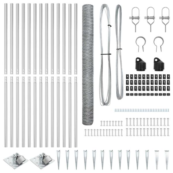 vidaXL St&auml;ngselstolpe Silver 25 x 1,6 m (50 mm n&auml;t) St&aring;l