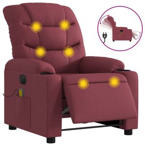 vidaXL Elektrisk massagef&aring;t&ouml;lj vinr&ouml;d tyg