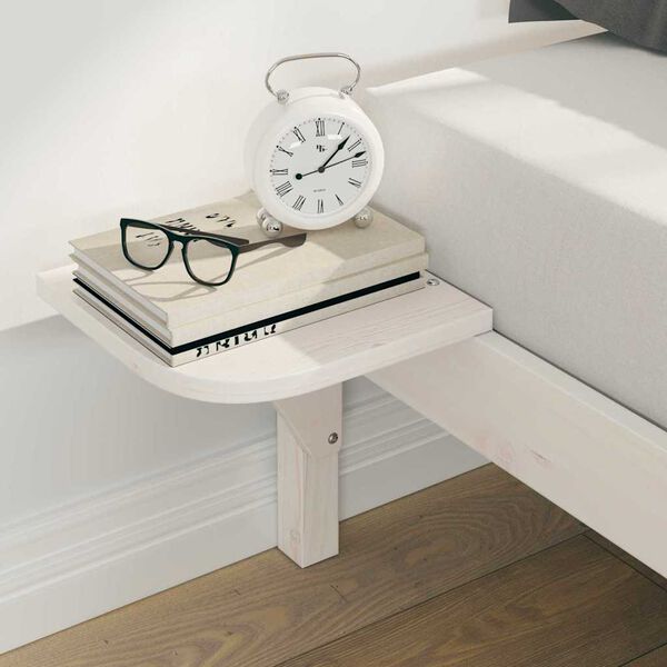 vidaXL Sängram med sidobord Vit 180 x 210 cm Massiv furu