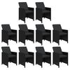 vidaXL Matgrupp f&ouml;r tr&auml;dg&aring;rden med dynor 11 delar konstrotting svart