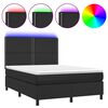 vidaXL Rams&auml;ng med madrass & LED svart 140x200 cm konstl&auml;der