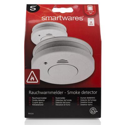 Smartwares Rökdetektor 2-pack 10x10x3,5 cm vit