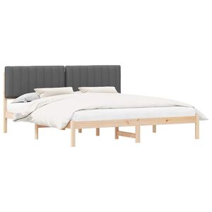 vidaXL S&auml;ngram med Kl&auml;dd Huvudgavel M&ouml;rkgr&aring; 180 x 200 cm Massivt furu