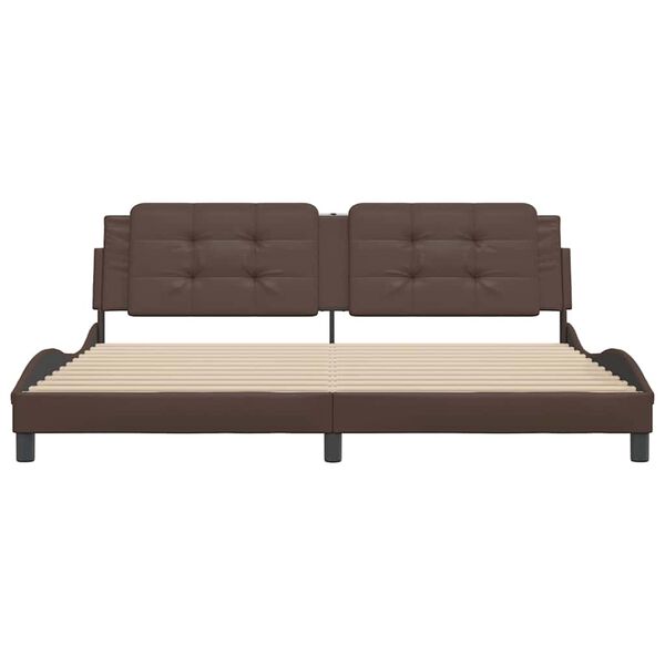 vidaXL Bed Frame without Mattress "Zadar" Brown 200x200 cm Faux Leather