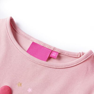 T-shirt med långa ärmar för barn ljusrosa 92