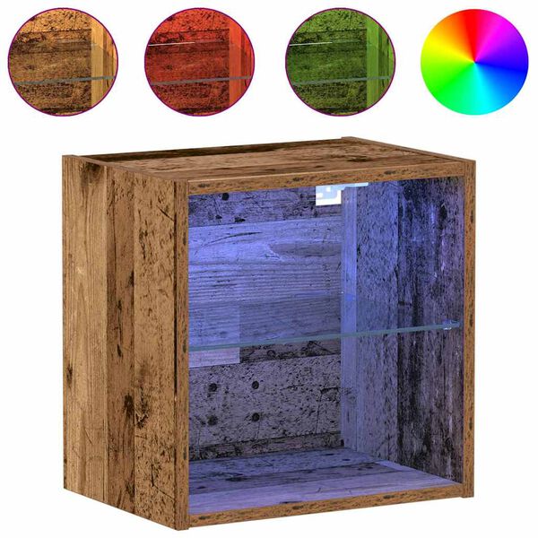 vidaXL Flytande hylla med LED-ljus 2 pcs Brun 40 x 28,5 x 40 cm